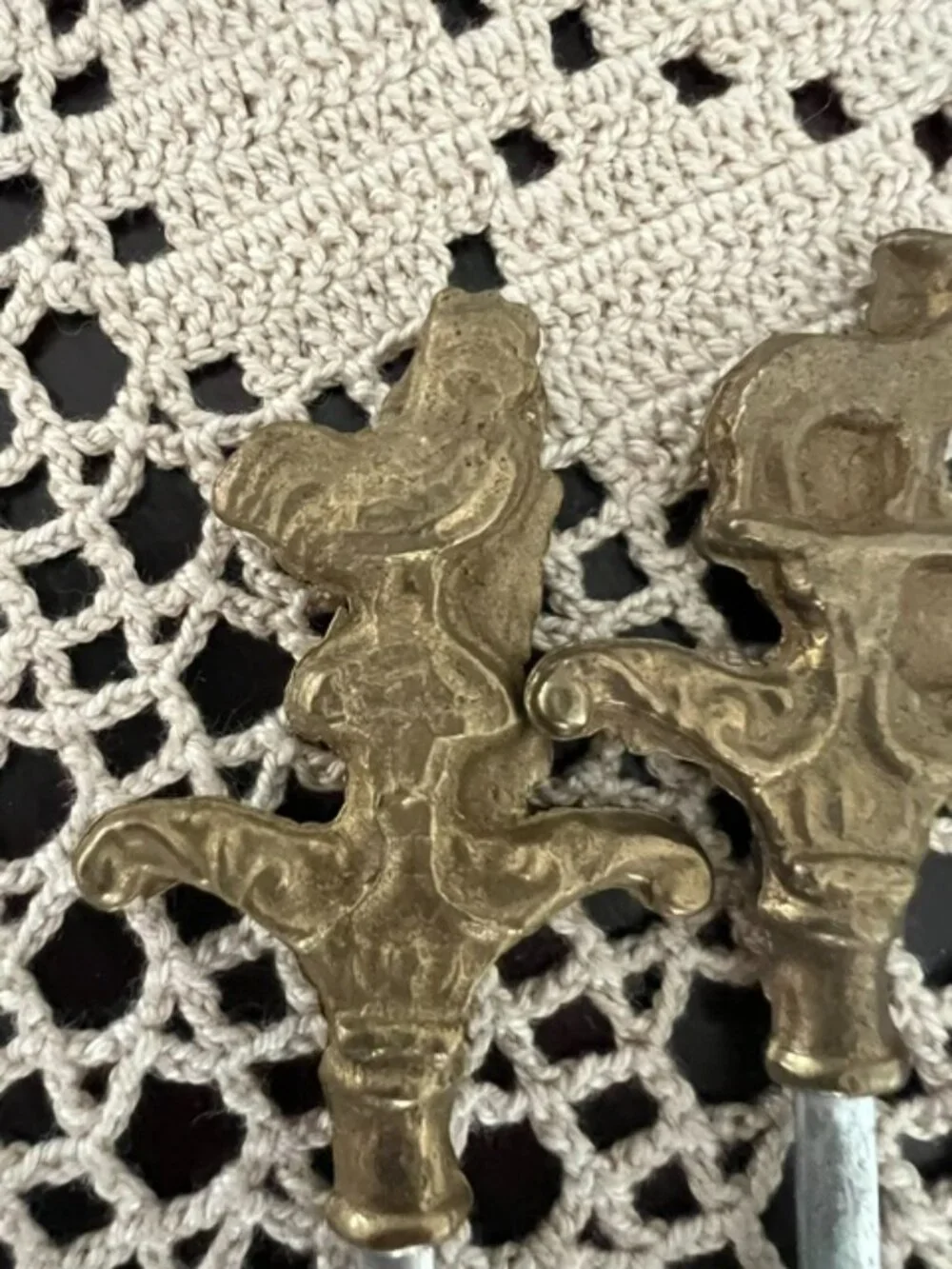 VTG Set Of 6 Turkish Skewers with Various Decorative Brass Tops